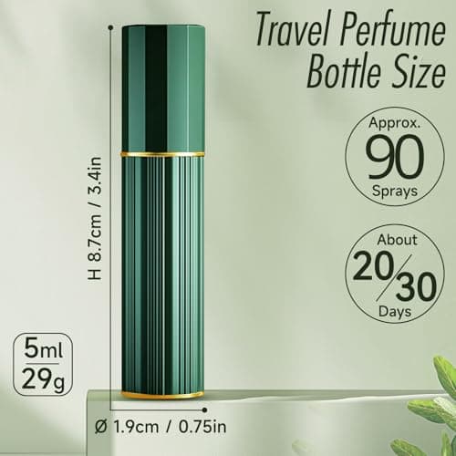 Perfume Atomiser, 5ml Perfume Travel Bottle, Refillable Perfume Bottle Mini Atomiser Spray Perfume Dispenser Refill Bottle fits Purse Handbag Pocket Luggage for Women and Men (Green) — view 2