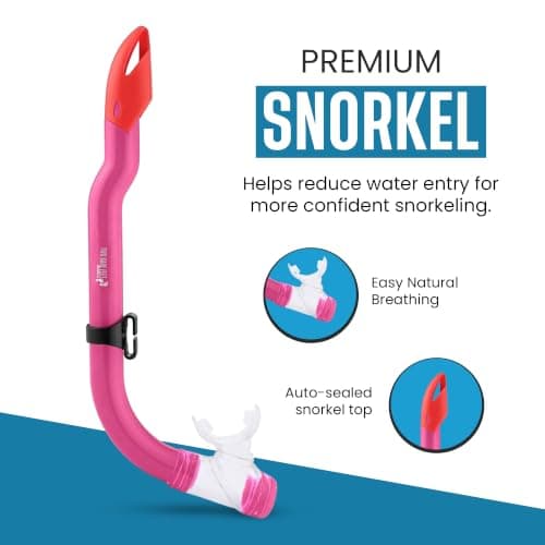 Two Bare Feet Snorkel and Mask PVC Diving Set – (Kids) Snorkeling Gear with Anti-Leak Design, Comfortable Fit, Clear Vision Lens, and Adjustable Straps for Diving, Swimming & Watersports (Pink) — view 4