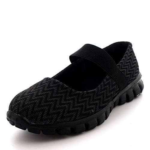 Get Fit Women’s Mary Jane Trainers - Lightweight Breathable Walking Shoes with Hook & Loop Strap - Shock Absorbing Casual Fitness Sneakers for Gym, Travel & Everyday Comfort - Black - UK3/EU36 — view 3