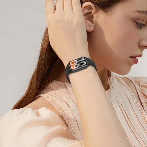 BDIG Leather Strap Compatible with Xiaomi Smart Band 10 Pro/9 Pro/8 Pro & for Xiaomi Redmi Watch 6/5/4, Genuine Leather Strap, Black Replacement Strap for Men and Women with Stainless Steel Clasp — view 6