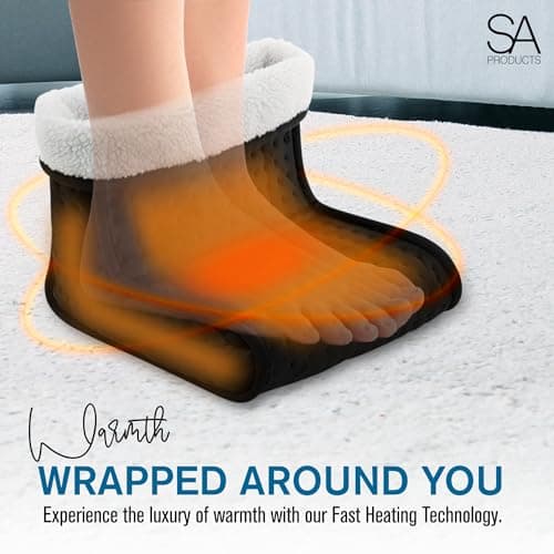 SA Products Electric Foot Warmer, Foot Warmer with 6 Heat Settings | Fast Heating Feet Warmers, Soft Foot Mat Heat Pad | Electric Heat Pad for Relaxing Therapy | Foot Warmers for Christmas (Black) — view 3