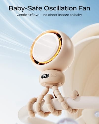 Bearwind Pram Fan, 60° Auto Oscillating Stroller Fan, 4400mAh Rechargeable — view 4