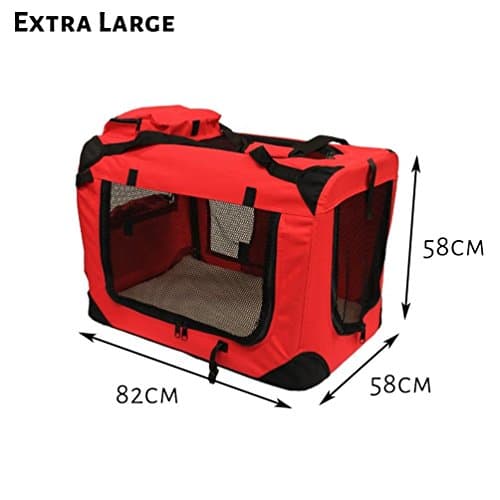 Petbarn Portable Soft Fabric Pet Carrier Folding Dog Cat Puppy Travel Transport Bag (Extra Large, Red) — view 5