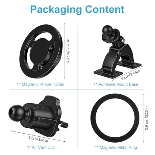 Ainiv Magnetic Phone Holder Car, 360° Rotatable Air Vent Magnetic Phone Holder Compatible With iPhone 17/16/15/14/13/12 Full Series with Metal Plates in Car Dashboards, Air Vents, and Desks — view 2