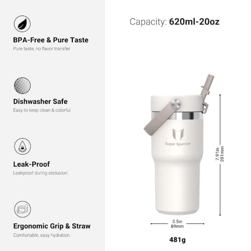 Sparrow Insulated Tumbler - 620ml - Metal Water Bottle with Straw Lid — view 3