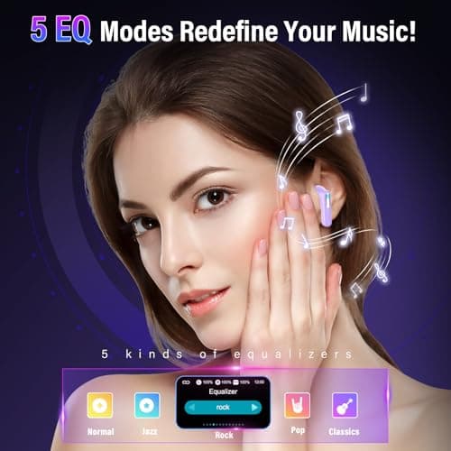 Wireless Earbuds, 2026 Bluetooth 5.4 Headphones In Ear with ANC/ENC Noise Cancelling Mic, HiFi Stereo Bluetooth Ear buds with Multifunctional Touchscreen, 5 EQ Modes Bluetooth Earphones, Purple — view 5