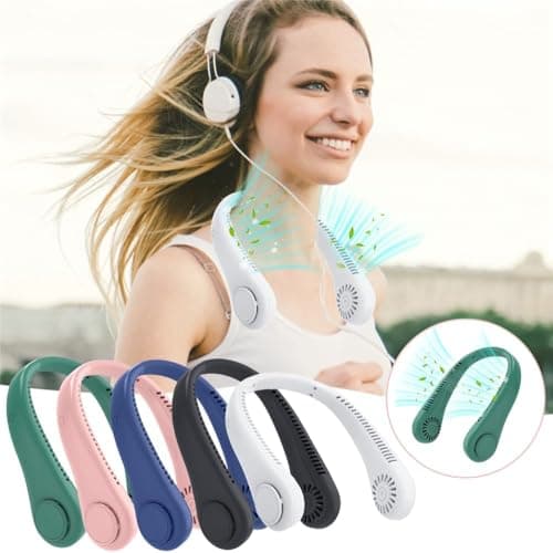 Zenova Neck Fan,Portable Neck Fan Rechargeable,Wearable Hands Free Fan Cooling Fans,Leafless Hanging Bladeless Mini-Fan for Women Men Office,Travel,Indoor Outdoor (Pink, 3 Speeds,no Digital Display) — view 2