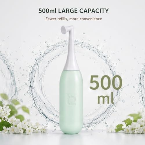 T2 Peri Bottle 500ml - Portable Postpartum Bidet for Women, Perineal Care & Pain Relief After Birth - Angled Nozzle, BPA-Free EVA, Travel Cap & Bag - Hospital Bag Maternity Essential (Sage Green) — view 6