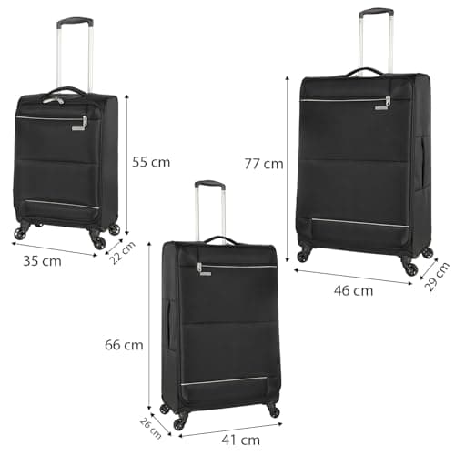 Raffinato Set of 3 Lightweight Suitcases - 20", 24", & 28" Luggage Set with 4 Spinner Wheels, Telescopic Handle, Durable Soft Shell & Spacious Interior for Travel - 3-Piece Luggage Set, Black — view 5