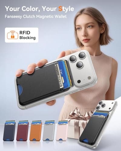 Fanseesy for MagSafe Wallet, 5 Card Holder, Slim Leather Magnetic Wallet for iPhone 17/16/15/14/13/12 Pro Max Plus Air Series, 1 Card Slots & 1 Cash Slot,Black — view 6