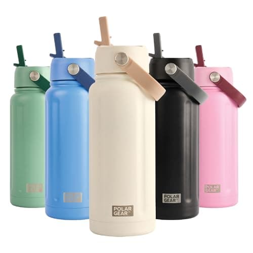 Polar Gear 740ml Insulated Water Bottle with Straw Double Wall - Cream — view 2