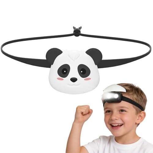 head torch rechargeable，kids head torch with Panda，Silicone LED Headlamp with 3 Lighting Modes & Flashing,USB Rechargeable head light for Cycling Running Camping for Kids ,Panda Gift for Girl and Boy