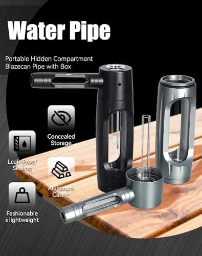Xintianwang Zenpuff Water Pipe, Zenpuff Luxury Aluminum/Glass Water Bottle, Portable Hidden Compartment Pipe with Box, Pocket-Sized, Easy to Use and Clean (Gold) — view 2