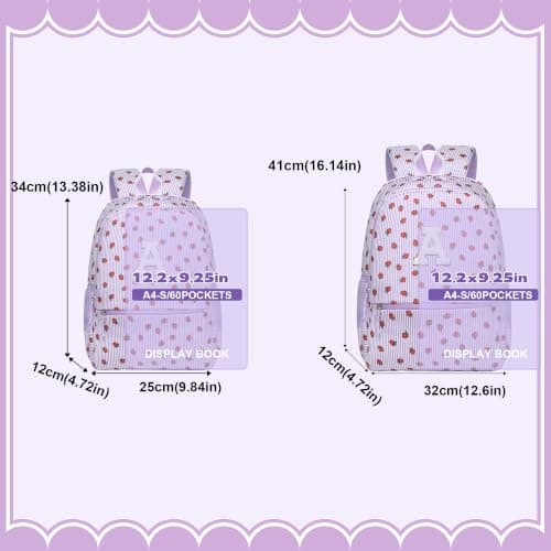 I IHAYNER Initial Kids Backpack for Girls, Lightweight Preschool Elementary Backpack, Girl Bookbag for School Travel Daycare, Purple-e, S — view 2