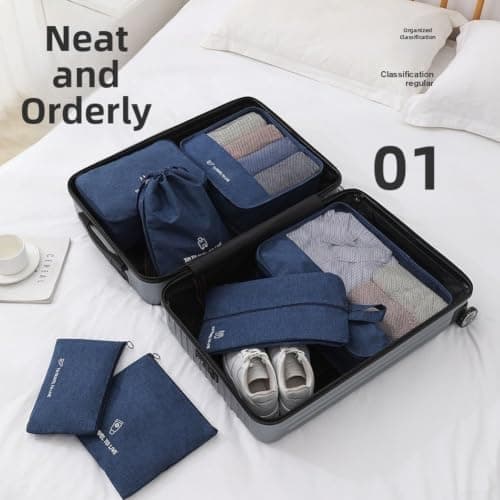 CNANRNANC Compressible Travel Storage Bags 7 Pack Space Saving(Navy Blue) — view 3