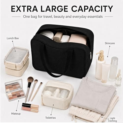 Personalised Large Toiletry Bag, Handle and Divider, Black XL — view 5