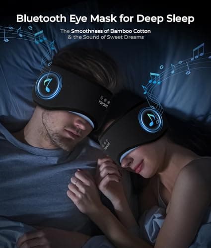 TOPOINT Bluetooth Sleep Mask, Sleep Headphones, Bamboo Cotton, Blackout — view 2