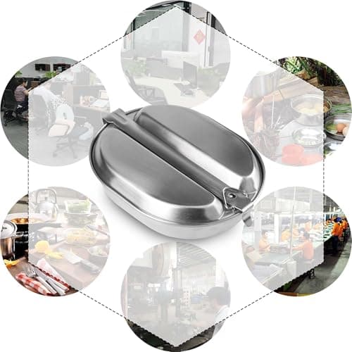 Goetland 304 Stainless Steel US Military Mess Kit Plate Set GI Type Outdoor Camping Hiking Picnic BBQ Beach — view 6