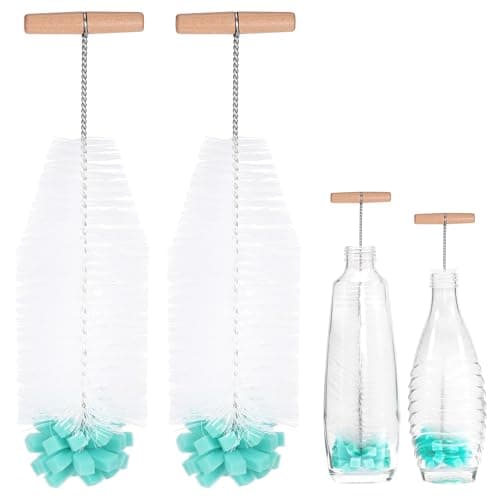 MICHIHOMIE 2 Pcs Long Handle Bottle Brush for Cleaning with Wood Handle