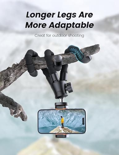 Pnitri Tabletop Tripod for Travel, Flexible Phone Stand(Carbon Black, 13.4) — view 6