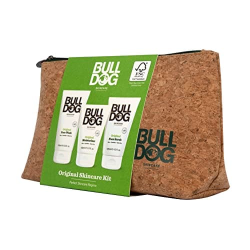 BULLDOG Skincare - Original Skincare Kit, Gift Set for Men (x1 Original Moisturiser 100ml, x1 Original Face Wash 150ml, x1 Original Face Scrub 125ml, x1 Cork Wash Bag) — view 2