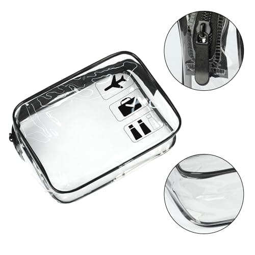 Clear Travel Toiletry Bag TSA Approved Airport Carry On Liquid Bag with Zipper Portable Waterproof Cosmetic Makeup Pouch for Women and Men (Black) — view 5