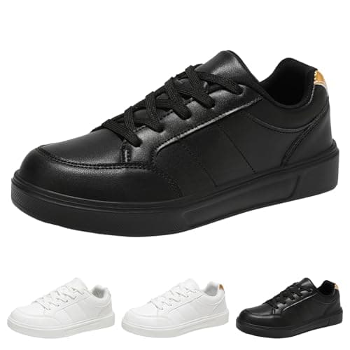 Casual Trainers for Women Flexible Lace Up Sports Shoes Flat Sole Everyday Travel Walking Trainers Gold — view 5