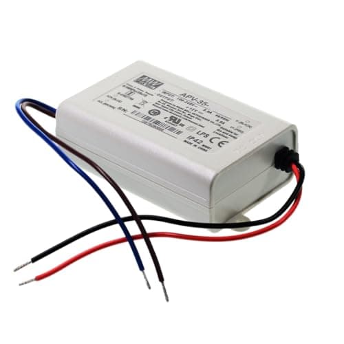 MEAN WELL APV 35W 12V 3A LED Driver， APV-35-12 AC-DC Single Output Constant Voltage Switching Power Supply Converter Transformer with IP42, Plastic Case — view 2