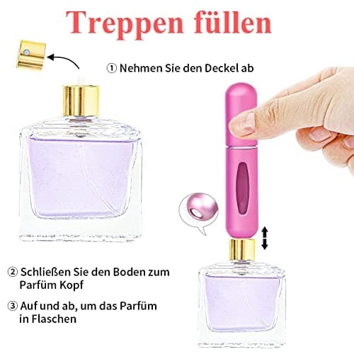 Leikedun 5 PCS 5ml Perfume Atomiser Refillable Bottles, Portable Mini Spray Travel Bottle with Visual Window Perfume Travel Bottle for Purse Handbag Pocket Luggage - Holiday Essentials — view 5