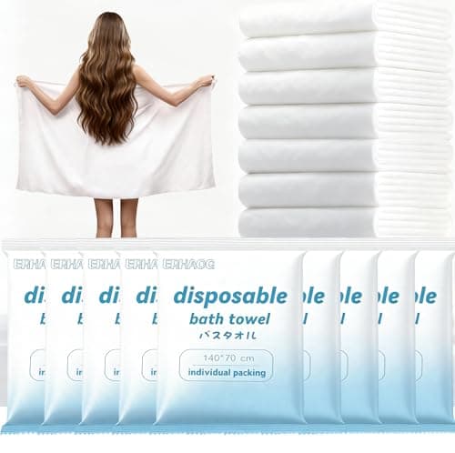 ERHAOG Disposable Bath Towels, 6/10/25 Pcs Large Travel Towel 55 * 28 in, Compressed Portable Washcloths for Beach Shower Hiking Swim Hotel Camping - Travel Essentials