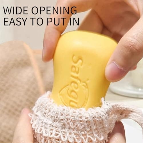 5 Pack Natural Sisal Soap Saver Bags 10x15cm Zero Plastic Exfoliating Pouch Rich Lather Extends Bar Life Hanging Drawstring for Shower Bath Gym Travel Gift — view 4
