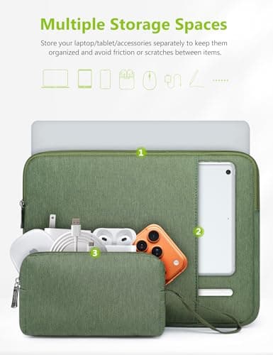 HYZUO 13.3-14 Inch Laptop Case Sleeve Bag Set for MacBook Pro, Grass Green — view 2