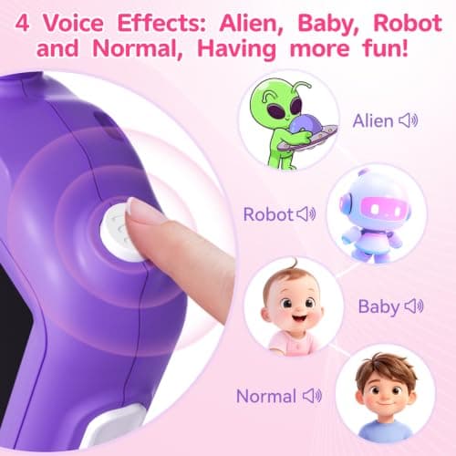 Kids Video Walkie Talkies, 2 Pack Long Range Rechargeable Walkie-Talkie for Kids Toys for Girls for Indoor, Camping, Travel, Christmas Birthday Gifts for Boys Girls Age 3 4 5 6 7 8 (Pink&Purple) — view 5