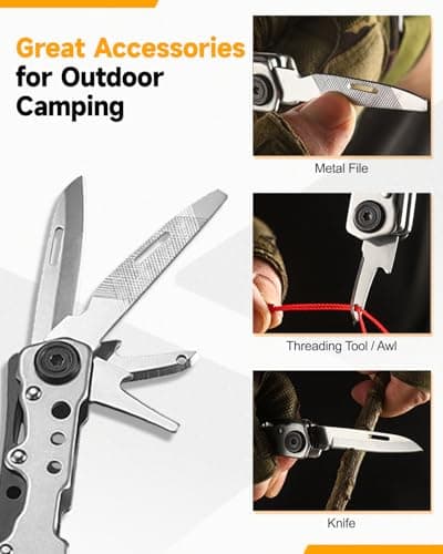 Multi-Tool, 22 in 1 Stainless Steel Pocket Multitools Pliers with, Can Opener and Screwdriver, Folding Multi Tool Portable Multi-Functional Utility Pliers for Camping, Outdoor Activety, Repairing — view 5
