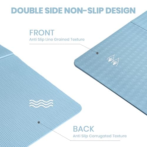 Good Nite Foldable Yoga Mat Non Slip Portable Fitness Mat Foldable Light Gym Mat Pilates Sport Travel Exercise Mat for Women Men 183 x 61 x 0.6 cm(Blue) — view 3
