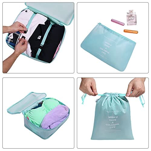 OSDUE Packing Cubes for Suitcases, 6 PCS Travel Luggage Packing Organizers Waterproof Travel Essentials Bag Accessories, Clothes Cosmetics Toiletries Storage Bags, Bright Blue — view 3