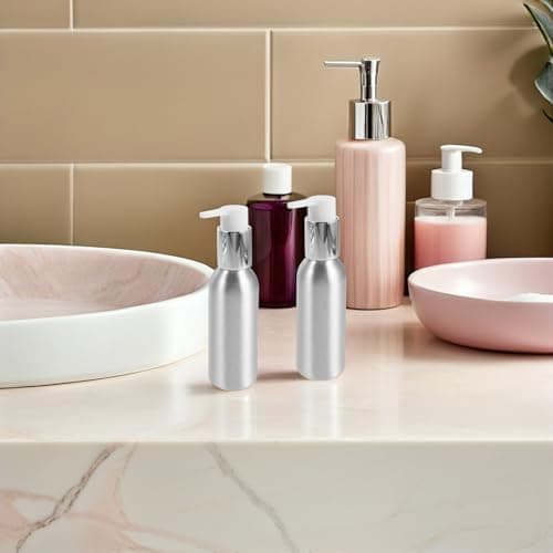 PACKOVE 3pcs Reusable Lotion Bottles 100ml Travel Size Aluminum Pump Dispenser Bottles with Effortless Application and Resists Deformation for Bathroom and Daily Use — view 6