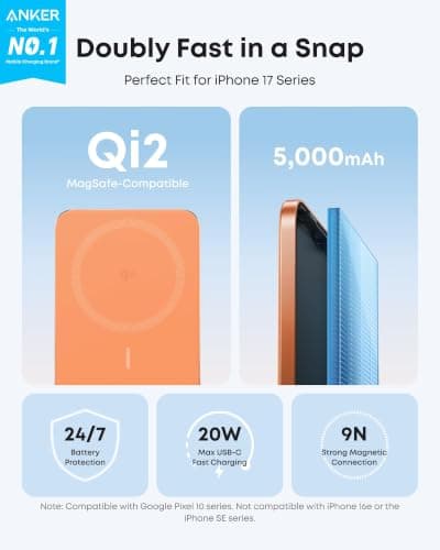 Anker Nano Magnetic Power Bank, 5,000mAh Qi2-Certified 15W Portable Charger — view 2