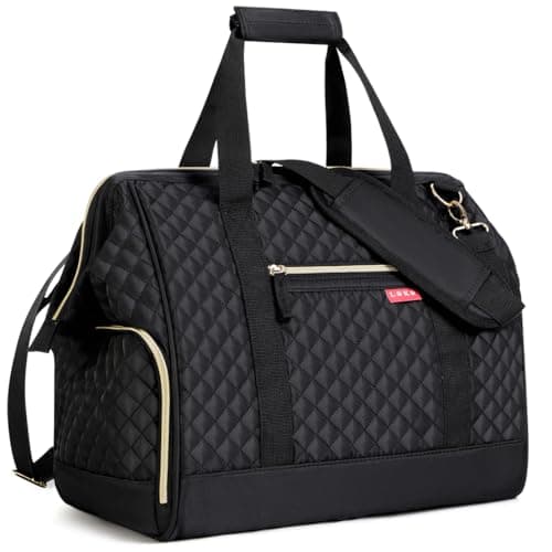 Lekesky Weekend Overnight Bags for Women - 33l Top Large Opening Travel Duffles Bag, Holdall Bag for Airlines with Shoes Compartment (Black,42 * 33 * 24cm)