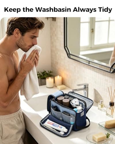 WANDF Waterproof Nylon Travel Toiletry Bag, Lightweight Portable Wash Bag Dopp Kit, Multifunctional Cosmetic Organizer Bag for Men & Women — view 2
