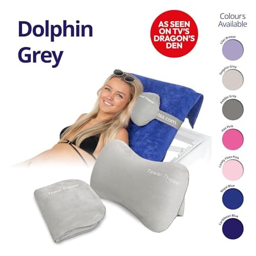 ITSA Towel Trapper – Memory Foam Beach & Travel Pillow with Neck Support (Dolphin Grey) — view 2
