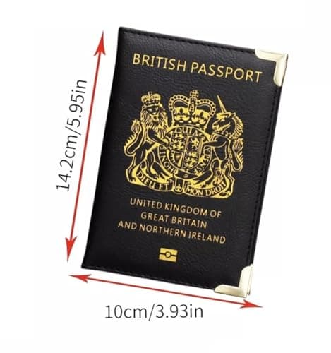 StoneMaxi UK British Passport Cover, PU Leather Travel Wallet with Gold Embossed Design,Waterproof Passport Holder Travel Accessories Business Cards Credit Cards and Boarding Passes (Wine Red) — view 2