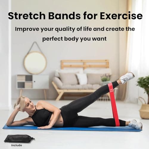 Resistance Bands, Exercise Bands Resistance Bands Set With 5 Resistance Levels, Skin-Friendly Workout Bands for Indoor Fitness, Leg Strength Training, Rehab, Gym,Yoga (Pink) — view 6