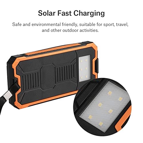 20000mAh Solar Power Bank Portable Charger, Dual USB Solar Panel Charger with Fast Charge, DIY Solar Phone Charger Kit for Camping Hiking Emergency (Battery Not Included) (Orange) — view 4