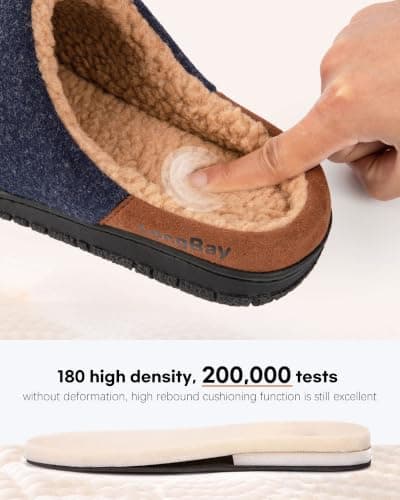 LongBay Men Slippers Cosy Memory Foam Warm Slip On House Shoe Gift Blue, 9 — view 5