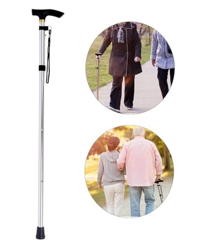 2 PCS Walking Stick Folding Extendable Walking Cane, Anti-Slip Rubber Tip, Adjustable Mobility Aids Portable Lightweight Flexible and Durable Telescopic Walking Stick for Elderly Disabled Men Women — view 3