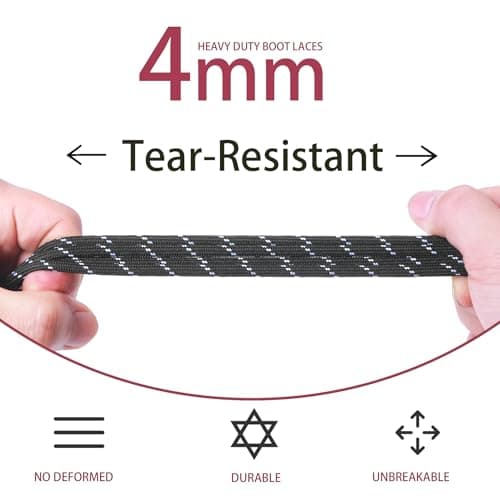 7STROBBS 2 PAIRS Strong Work Boot Laces, Heavy Duty Round Shoelaces for Walking Boots, Trainers Shoes, Hiking Boots, Safety Boots, Thick Shoe Lace Black Brown 140CM — view 3