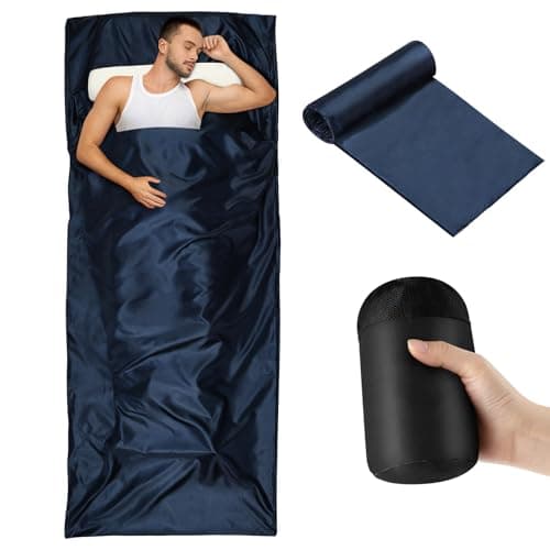 Aolso Sleeping Bag Liner, Lightweight Travel Sheet for Adults, 220 x 90 cm Camping Sheet, Ultralight Sleeping Bag Liner, Ideal for Camping, Hotels, Backpacking and Summer Trips-Blue
