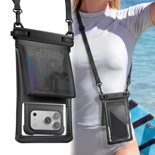 YOSH Waterproof Phone Pouch [3D Double Space] 1 Pack, Fits Up to 7.5" Black