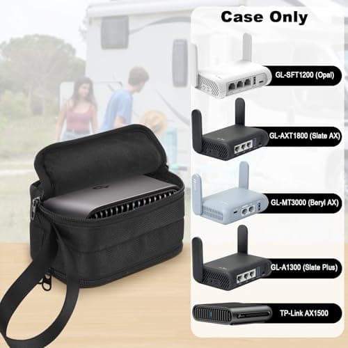 Travel Router Case for GL.iNet GL-MT3000/ GL-AXT1800/ GL-SFT1200/ GL-A1300/ TP-Link AX1500 Travel Routers, Portable WiFi Storage Holder,Waterproof Anti-Scratch Carrying Bag with Pocket For Accessories — view 2